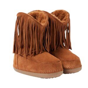 NEW INUIKII Cowboy Fringe Snow Boots Womens 41 11 Brown Suede Sherpa Lined NWOB